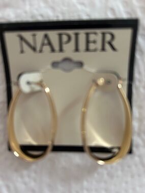 Napier Gold-Tone Oval Hoop Earrings